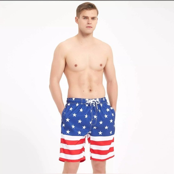 👉🏼NWOT👈🏼 KAILUA SURF American Flag Patriotic Swim Trunks Boardshorts 9” XXL - Picture 3 of 6